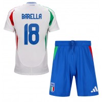 Fotbalové Dres Itálie Nicolo Barella #18 Dětské Venkovní ME 2024 Krátký Rukáv (+ trenýrky)